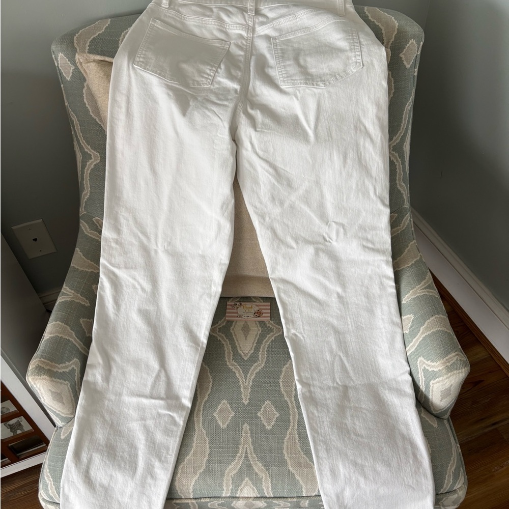 NWT Eileen Fisher The System Organic Cotton White Denim High-Waisted Jean Size 8